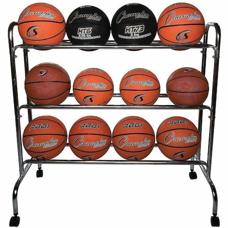 Basketball Cart, 41inLx17inWx41inH, Chrome