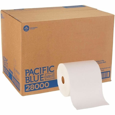 Pacific Blue Select Hardwound Paper Towels, 2 Ply, Continuous Roll Sheets, 350 ft, White, 12 PK