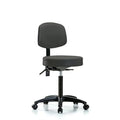 Rutledge Vinyl Stool with Back - Medium Bench Height with Casters in Charcoal Trailblazer Vinyl