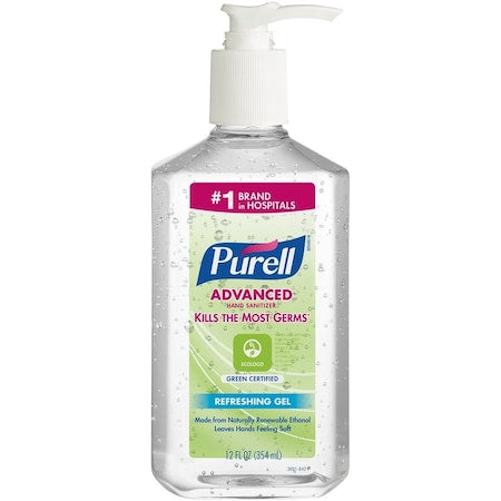 Hand Sanitizer, Green Certified, Gel, 12oz Pump Bottle
