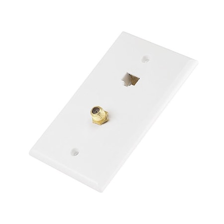 Cat5e / F-Type Wall Plate (Cat5e + F-Type), Coupler Type