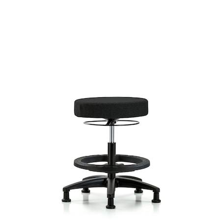 Rutledge Fab Stool without Back-Medium Bench Height with Black Foot RingandStat Glides in Black Fab