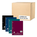 Case of 1 Subject Wirebound Notebooks, 11"x8.5", 80 sheets, College Ruled W/Margin, Assorted covers, PK24