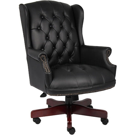 Traditional Chair, Black Back, 30 in W 32" L 44" H, Fixed