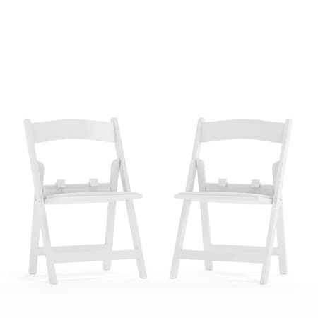Kids White Resin Folding Chair with White Vinyl Padded Seat, PK2