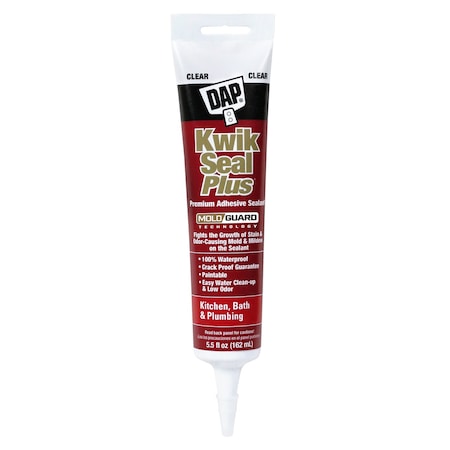 Acrylic Latex Sealant, 6 oz, Tube, Clear, Acrylic Latex Base, Kwik Seal Plus