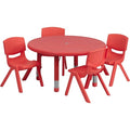 Round Activity Table, Plastic, Steel, Red