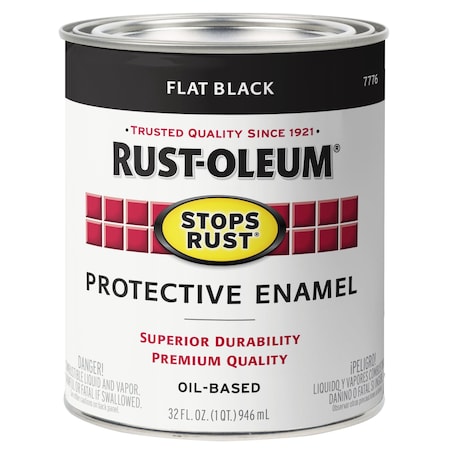 Interior/Exterior Paint, Flat, Black, 1 qt