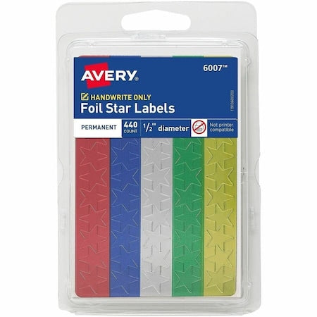 Assorted Foil Star Labels 6007, 1, PK440