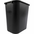 Rectangular Wastebasket, 7 gal, LLDPE, Open Top, Plastic, Black