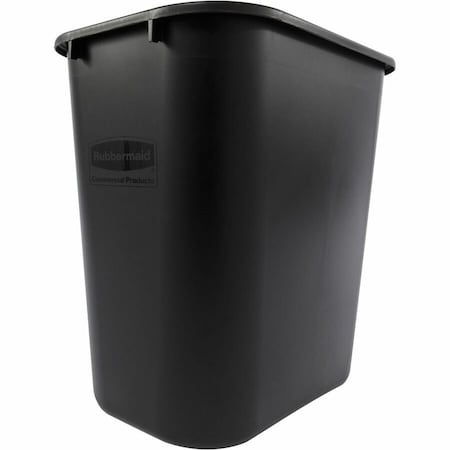Rectangular Wastebasket, 7 gal, LLDPE, Open Top, Plastic, Black