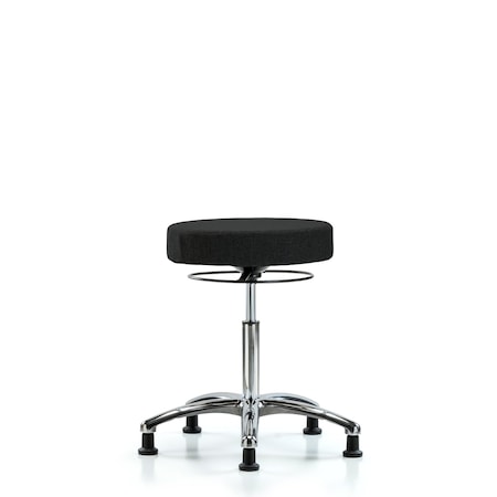 Rutledge Fab Stool without Back Chrome - Med Bench Height with Stat Glides in Black Fab