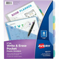 Write & Erase Pocket Dividers, 8 Tabs, Assorted Colors