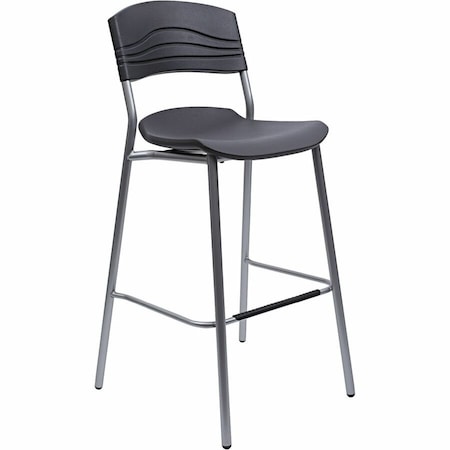 CafeWorks Bistro Stool, Graphite Seat and Back, Silver Frame, For 42 in H Table