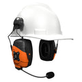 Rechargeable Earmuffs Bluetooth-Enabled Earmuffs Helmet Mount, 21 NRR NRR, Orange