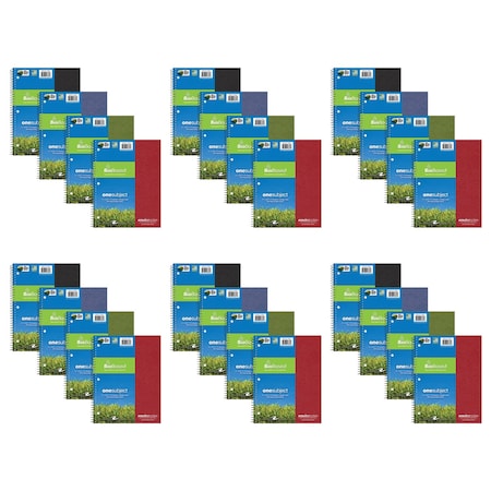 Case of Environotes Recycled 1 Subject Spiral Notebook, College Ruled, 11"x8.5" 70 sht, Asstd Covers, PK24