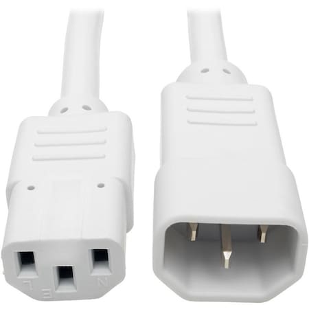 Computer Power Extension Cord 10A 18 AWG C14 to C13 White 6FT 6ft