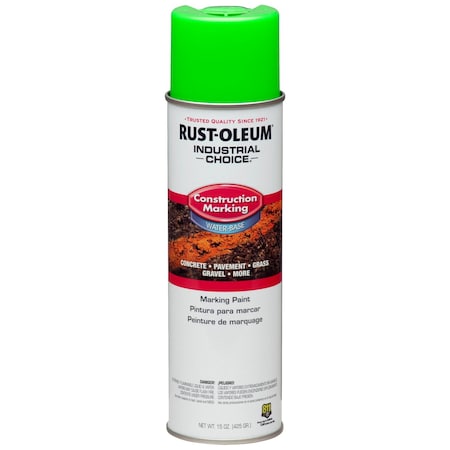 Construction Marking Paint, 17 oz., Fluorescent Green, Water -Based
