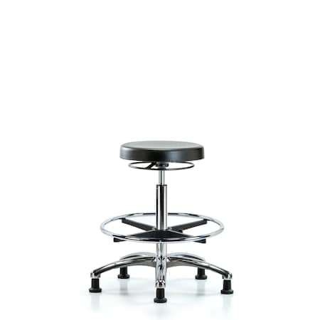 Polyurethane Stool Chrome - High Bench Height with Chrome Foot Ring and Stationary Glides