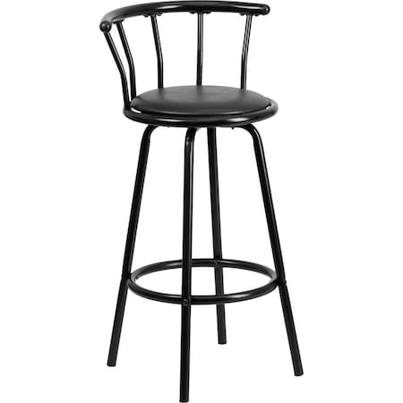 Swivel Barstool, Mtl, Crown Back, Blk Seat