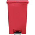 Slim Jim Step-On 18 gal Rectangular Slim-Profile Plastic Can, Red, Foot Pedal, Plastic, 13 in