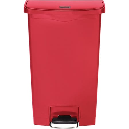 Slim Jim Step-On 18 gal Rectangular Slim-Profile Plastic Can, Red, Foot Pedal, Plastic, 13 in