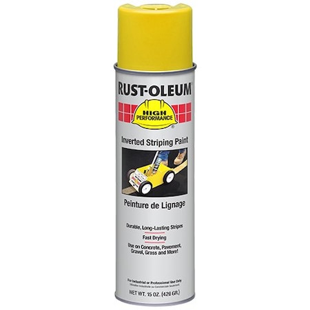 Inverted Striping Paint, 18 oz, Yellow, Solvent -Based