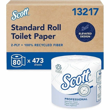 Scott 100% Recycled Fiber Standard Individually Wrapped Toilet Paper Rolls 473 Sheets/Roll, 80PK