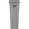 Slim Jim 23 gal Rectangular Slim-Profile Plastic Can, Gray, None, Plastic, 11 in