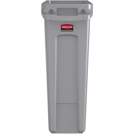 Slim Jim 23 gal Rectangular Slim-Profile Plastic Can, Gray, None, Plastic, 11 in