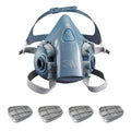 Half Mask Respirator Kit: 4 Cartridges Included, Acid Gas (AG), 7500 Series, Bayonet, Size S