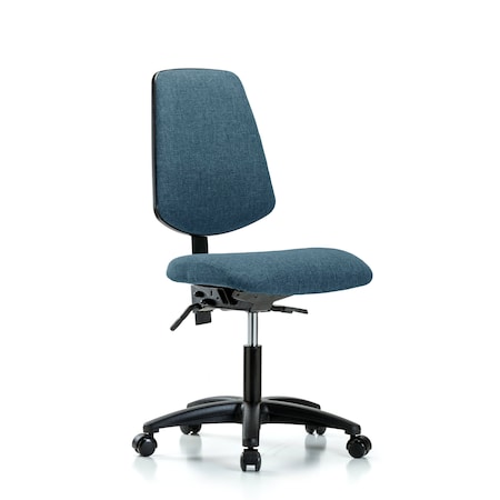 Desk Chair Fabric Desk Chair, Med, Bk, Casters, Blu, No Arms, 19" to 24" Height, Fabric, Blue