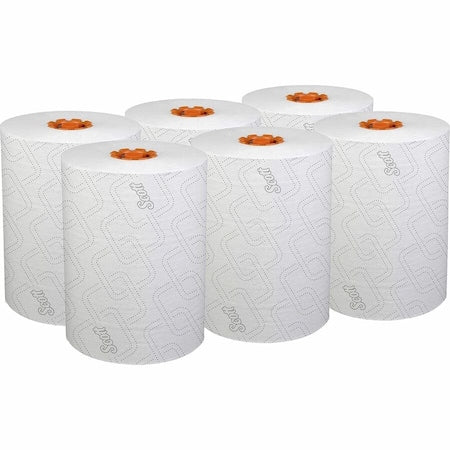 Pro Slimroll Hard Roll Towels for Orange Core Dispensers, White, 580'/Roll, 6PK