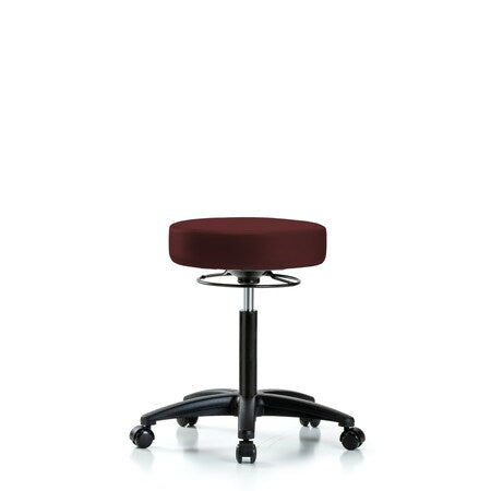 Rutledge Vinyl Stool without Back - Medium Bench Height with Casters in Burgundy Trailblazer Vinyl