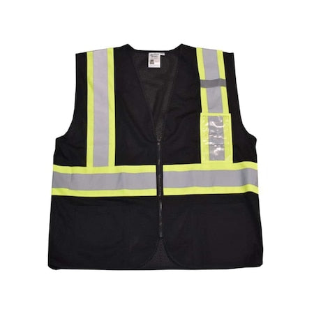 Safety Vest, Lime Mesh, Black Front Panel