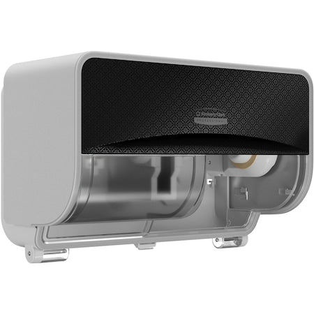 Toilet Paper Dispenser, Coreless, Horizontal Double Roll, Plastic, Black