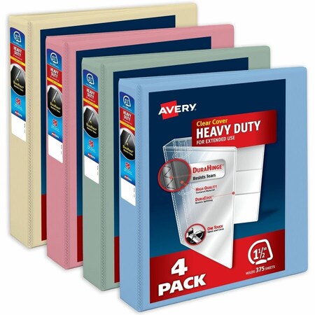 Binder, Assorted Pastel Colors Heavy, PK4