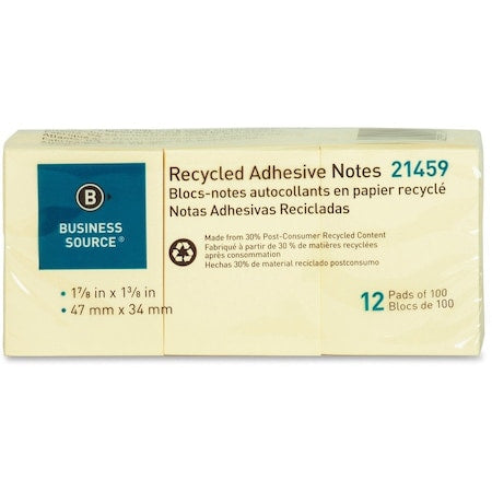 Sticky Note, Yellow, 12 Pads/Pack, PK6