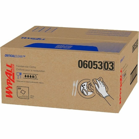 WypAll Critical Clean Foodservice Cloths (06053), Quarterfold, White, 1 Box, 200 Sheets