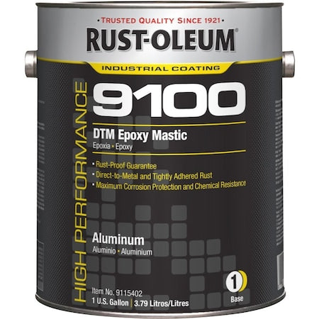 Epoxy Mastic Coating Base, Aluminum, Semi-Gloss, 1 gal, 125 to 225 sq ft/gal, 9100 Series