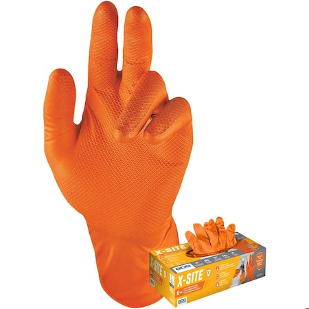 99-1-6100B, Disposable Gloves, 6 mil Palm, Nitrile, Powder-Free, XL, 50 PK, Orange