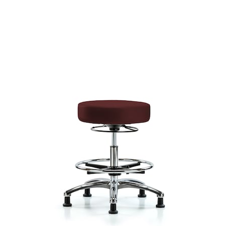 Vin Stool without Back Chr-Med Bench Ht with Chr Foot RingandStat Glides in Burgundy Trailblazer Vin