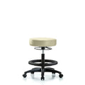 Vin Stool without Back-Medium Bench Ht with Black Foot RingandCasters in Adobe White Trailblazer Vin
