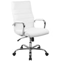 Contemporary Chair White High Back Exec Chair, Fixed Arms, 18-1/4" to 22-1/4" Height