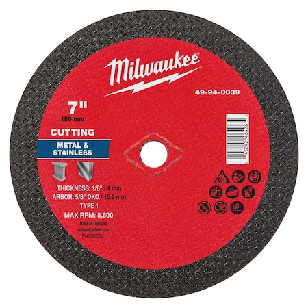 Cut-Off Wheel, 5/8" Sz, 7" dia.
