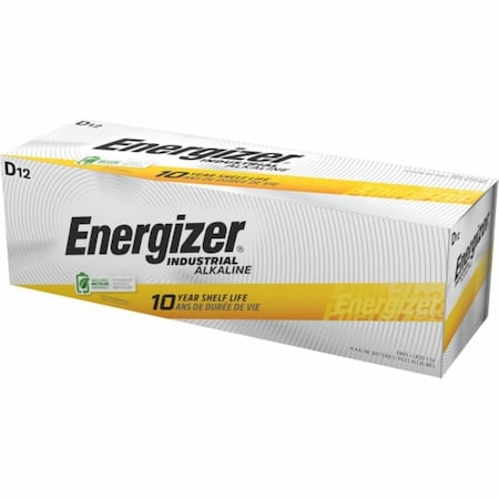 Industrial D Alkaline Battery, 1.5V DC, PK12