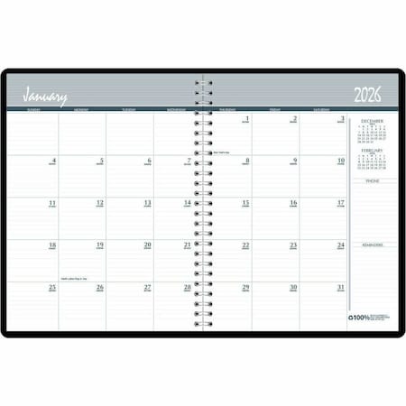 Recycled Ruled Monthly Planner, 11 x 8.5, Black Cover, 14-Month: Dec 2024 to Jan 2026