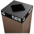 Square Recycling Bin, Black, Steel, 1 Openings
