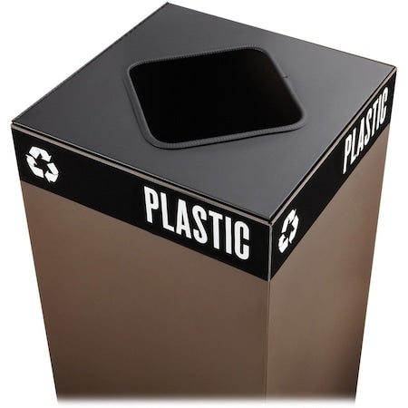 Square Recycling Bin, Black, Steel, 1 Openings