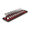 1/4 Inch Drive 12-Point Socket Set with Rails and Tray, 28-Piece 4-15 mm